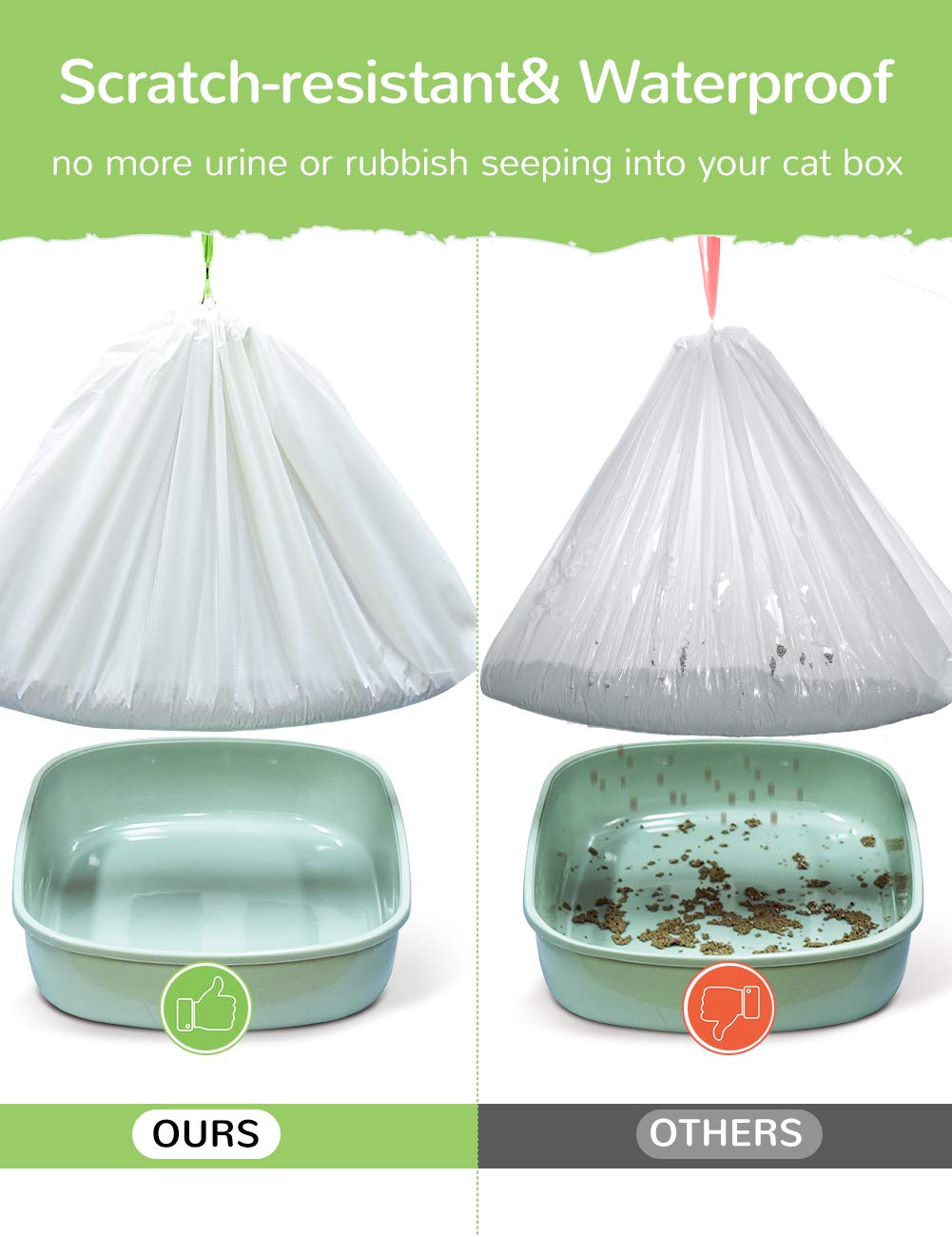 Petocat Cat Litter Liners Large, Jumbo Drawstring Extra Durable Pet Cat Pan Liners Extra-Thick Kitty Litter Box Bag-24 Count 36' X 19'